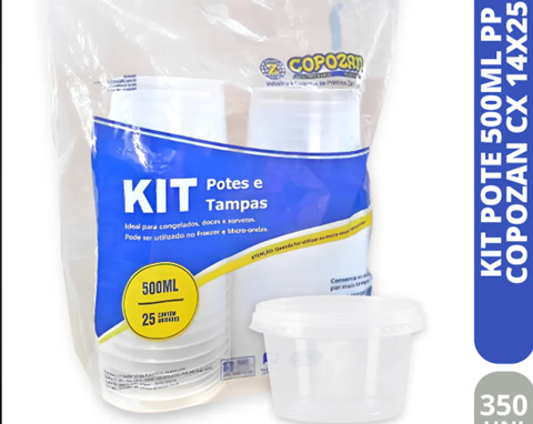 KIT POTE C/TAMPA 500ML C/25 UND